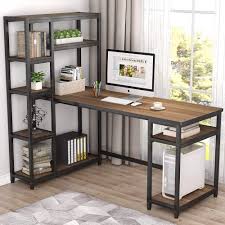 Usually ships within 3 to 5 weeks. Amazon Com Tribesigns 67 Reversible Large Computer Desk With 9 Storage Shelves Office Desk Study Table Writing Desk Workstation With Hutch Bookshelf For Home Office Oak Kitchen Dining
