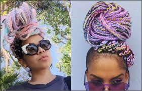 Black And Rainbow Jumbo Box Braids Multicolored Rainbow Box Braids Will Be Impressed With Braids Impressed Multicolored Rainbow Box Braids Hairstyles Box Braids Hair Styles