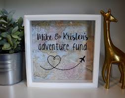 Personalized Adventure Fund World Map Engagement Gift Bridal Shower Wedding Gift Travel Memory Box C Travel Lovers Gift Map Art Diy Map Scrapbook Paper