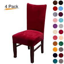 Richland dining chair gray w/slip cover. Velvet Stretch Spandex Plush Dining Chair Slipcovers Chair Covers Solid Large Dining Room Chair Protector Home Decor Wine Red Pack Of 4 Buy Online In Antigua And Barbuda At Antigua Desertcart Com Productid