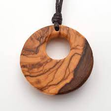 Handmade Olive Wood Necklace In A Shape Of Circle Wooden Jewelery Handmade Wood Crafts Wood Jewellery