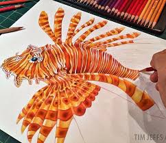 Here S Progress Pic 4 Of My Lionfish Colored Pencil Drawing Adultcoloring Animalart Worldofpencils Reef Sealife Lionfis Lion Fish Fish Drawings Drawings