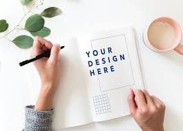 Download Premium Psd Of Woman Writing On A Diary Mockup 296244 Professional Web Design Website Design Company Women Writing