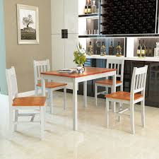 costway 5pcs pine wood dinette dining