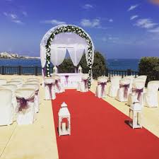 Ceremony Set Up For Blessings At Sunset Beach Club Hotel In Benalmadena Spain Sunset Beach Club Beach Wedding Spain