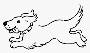 Black and white outline of a happy dog gesturing the peace sign #35272 by dennis holmes designs. Transparent Jumping Dog Png Dog Running Coloring Pages Png Download Kindpng