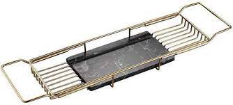 The bambsi bath caddy tray is a glamorous and elegant bathroom accessory. Marble Brass Bathtub Caddy Tray Expandable Bath Tube Rack Organizer For Luxury Comfort Spa Bathtub Trays Aliexpress