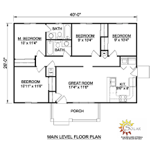 One small flight of stairs leads up to the top floor, while another short set of stairs leads down. House Plan 94451 Ranch Style With 1040 Sq Ft 4 Bed 2 Bath