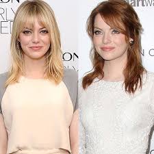 Emma Stone On Her Blonde Versus Red Hair Colour War Emma Stone Hair Emma Stone Blonde Red Hair With Bangs