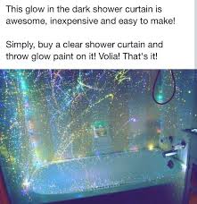 Glow In The Dark Shower Curtain Also Works On Curtains Bedspreads Cloth Table Covers Peinture Luminescente Brille Dans Le Noir Idee Deco Photo