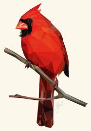 Bird With Red Triangle On Back Of Head Northern Cardinal Low Poly 2017 Digital Art Created By Dennis Smit Geometric Illustration Made In Illustrator Geometric Art Polygon Art Geometric Animals