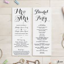 Long Wedding Programs Printable Wedding Program Mr And Mrs Etsy Wedding Order Of Service Printable Wedding Programs Wedding Programs