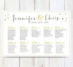 White Wedding Seating Chart Poster Digital Gold Wedding Seating Chart Sign Printable Digital File