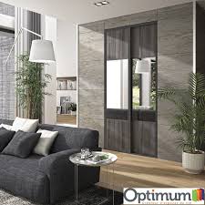 Portes De Placard Optimum Bois Noir Metal Et Miroir Argent Porte Placard Placard Deco Salle De Bain