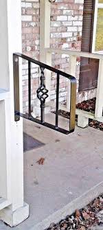 Textured black aluminum round with curved ends hand rail kit Wrought Iron Steel Metal 1 2 Step Handrail Post Mount Safety Grab Rail Porch Handrail Porch Handrails Wrought Iron