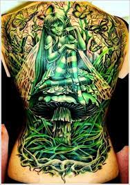 You will often see these fairies in a array of different poses and. Great Green Fairy Tattoo On Whole Back Tattooimages Biz