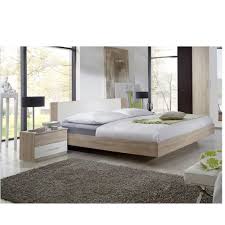 L'armoire 3 portes miroir + le lit 160x200 + les 2 chevets + la commode + le miroir. Lits Chambre Literie Lit Design Eva Couchage 160 X 200 Cm Chene Clair Rechampis Blanc Inside75