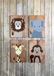 Baby Nursery Or Children Bedroom Wall Art Decor Hand Painted Full Faced Jungle Noah S Ark Zoo Friends Animals Wood Sign Decorations In 2020 Bedroom Wall Art Wall Art Decor Playroom Wall Art