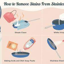 Keep a spray bottle of undiluted white distilled vinegar handy and spray the underarms of white and colored shirts before washing. How To Remove Rust And Food Stains From Stainless Steel