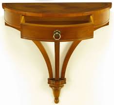 Demilune Wall Mounted Walnut And Tooled Leather Console Table In 2020 Leather Console Table Wall Mounted Table Console Table