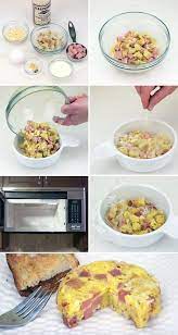 This is a great recipe for college students who don't have a regular oven in their rooms. Microwave Breakfast Casserole Microwave Breakfast Recipes Microwave Recipes