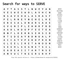 Search For Ways To Serve Word Search