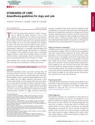 Pdf Standards Of Care Anaesthesia Guidelines For Dogs And Cats