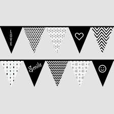 Black And White Welcome Banner Png Black And White Bunting Flag Printables Bandeirola Festa Mesversario