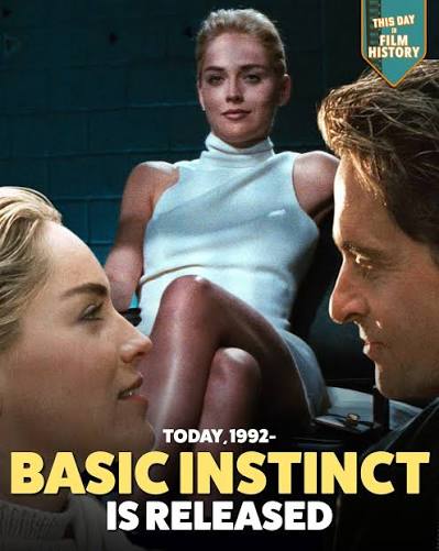 🎬🔥 Basic Instinct was released 32 years ago today—provocative, iconic,  and still turning up the heat on the thriller genre. Sharon Stone and  Michael Douglas delivered a pulse-pounding classic that redefined the