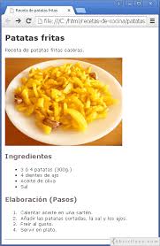 Recetas de cocina fáciles en vídeo explicadas paso a paso y mucho más. Ejercicio De Html Receta De Patatas Fritas Tutorial De Html Abrirllave Com