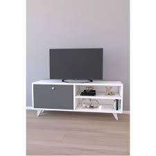 Platin Reyon 120cm Tv Unitesi Beyaz Govde Antrasit Kapak Tv Sehpasi Flat Screen Tv Flatscreen Tv