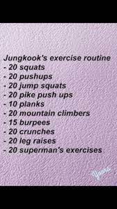Bts Jungkook S Workout Routine Workout List Kpop Workout Dance Workout Routine