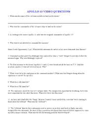 Apollo 13 Video Questions Worksheet For 8th 10th Grade Lesson Planet