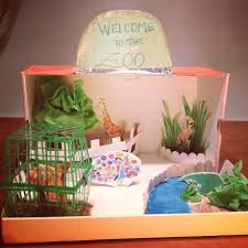 Creating A Zoo Diorama From A Shoe Box And Strawberry Basket Creativesitters Craft Box Cardboard Crafts Kids Shoe Box Crafts