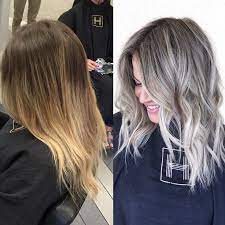 Cool Ash Blonde Balayage Shades Silver Shoulder Length Straight Beige Sandy Icy Hair Styles Ash Blonde Hair Hair Color