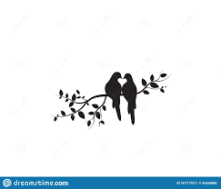 Birds On Branch Vector Wall Decals Birds Couple In Love Birds Silhouette On Tree And Hearts Illustrations Bird Silhouette Silhouette Art Heart Illustration