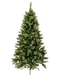Home heritage 5 foot snow flocked half pine prelit artificial christmas tree with pinecones, warm white led lights, on/off foot pedal, and metal stand. Dawn Light Dew Christmas Tree With Pine Cones 616 Tips 1 8m Christmas Trees Buy Online From The Christmas Warehouse