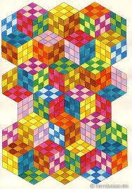 Wurfel In 3d Geometrisches Zeichnen Papierzeichnung Kunst Auf Papier