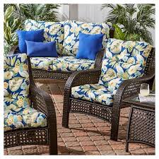 Set Of 2 Marlow Floral Outdoor High Back Chair Cushions Kensington Garden Patio Chair Cushions Chair Cushions Outdoor Chair Cushions