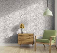Damask wallpaper may be the right choice for your. Ornamental Wallpaper Grey Scale Floral Pattern Tenstickers