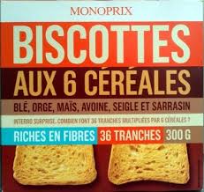 Biscottes Monoprix Seigle Fibres