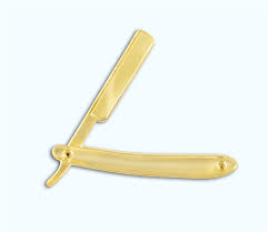 With edward james olmos, mary mcdonnell, katee sackhoff, jamie bamber. All Gold Straight Razor Lapel Pin