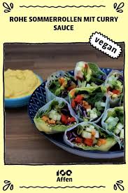 Rohe Sommerrollen Mit Curry Sosse Veganes Rezept Auf 100affen De Rezept Rezepte Sommerrollen Fitness Lebensmittel