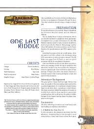 I have to write my own riddles since my players will google. Calameo One Last Riddle