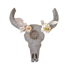 You'll receive email and feed alerts when new items arrive. Parisloft Distressed Galvanized Metal Bull Head Skull Wall Hanging Art Southwestern Cow Steer Skull With Frabic Flowers 17 9 X 19 3 X 3 5 Inches Walmart Com Walmart Com