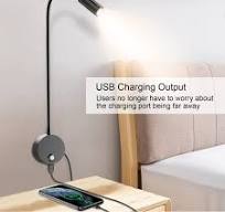 Wall Mounted LED Reading Light with 15" Flexible Gooseneck, Dimmable Book  Light for Reading In Bed with USB Charging Port, Plug In Headboard Night ...