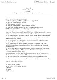 Ncert Solutions Class 6 Geography Chapter 8 India Climate Vegetation And Wildlife Aglasem Schools