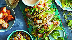 It also scales up easily, and you can lay everything out on the table. Fish Tacos