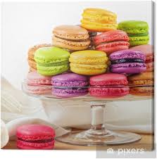 Hazelnut chocolate macarons plus printable template pizzarossa. French Colorful Macarons In A Glass Cake Stand Canvas Print Pixers We Live To Change
