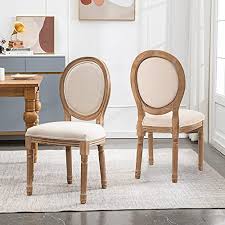 A dining room is so much more than just a table with chairs. Buy Xrhom Dining Chairs Set Of 2 Linen Fabric Upholstered Farmhouse Dining Room Chairs French Bedroom Kitchen Chairs With Round Backrest Carving Solid Wood Leg Dining Chair Beige Online In Turkey B093gkpt7k